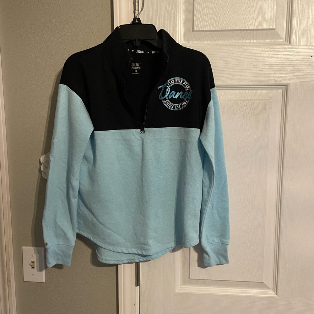 Black and Light Blue Quarter-Zip Pullover